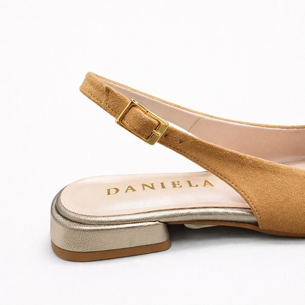 Zapato plano ante camel. - Imagen 3