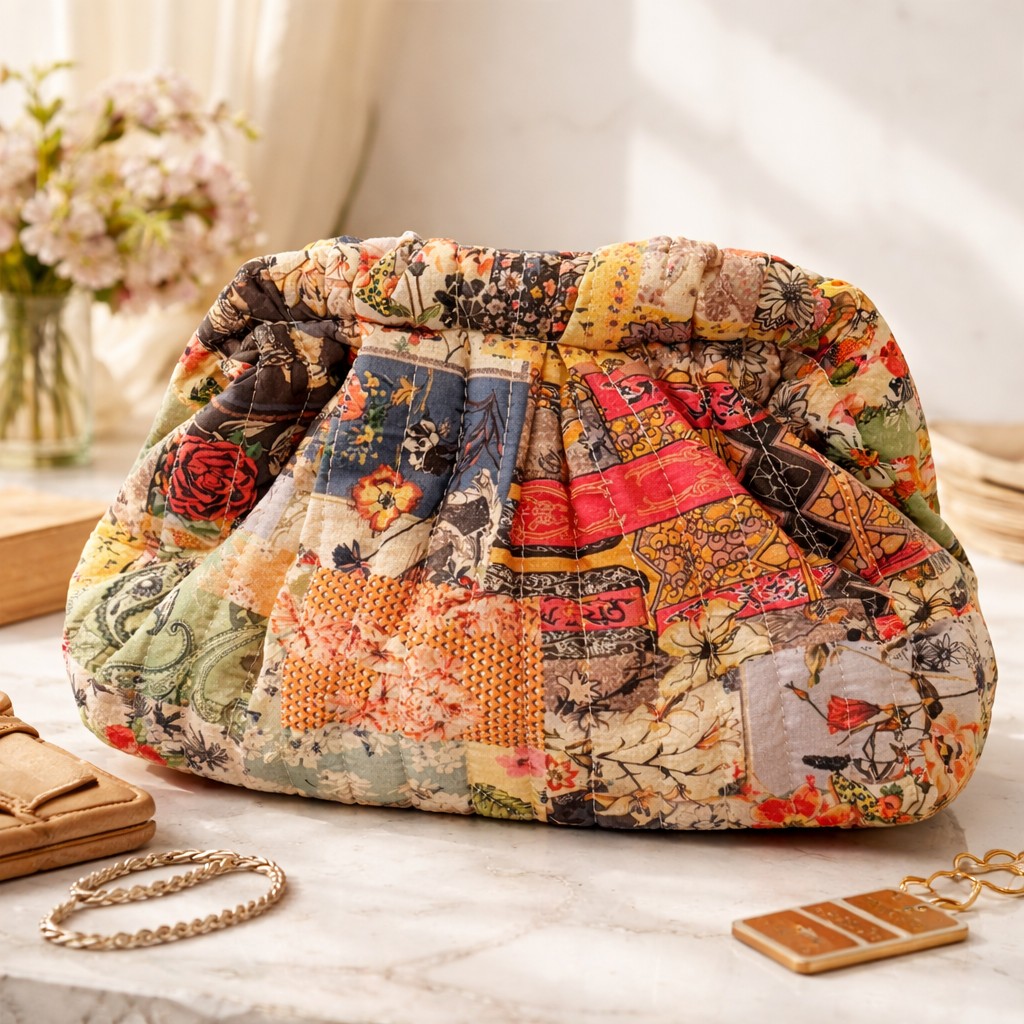 Bolso clutch acolchado patchwork - Imagen 16