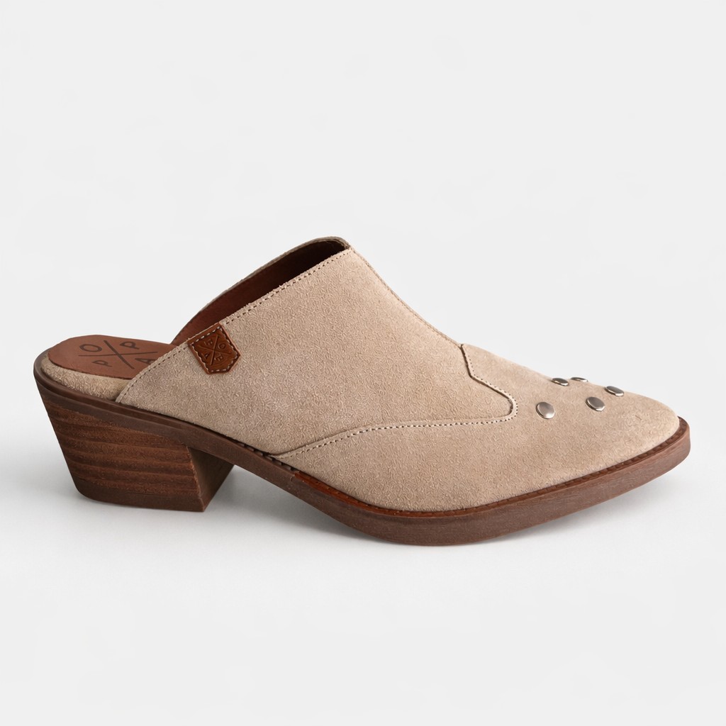 Zueco serraje, tacon madera.