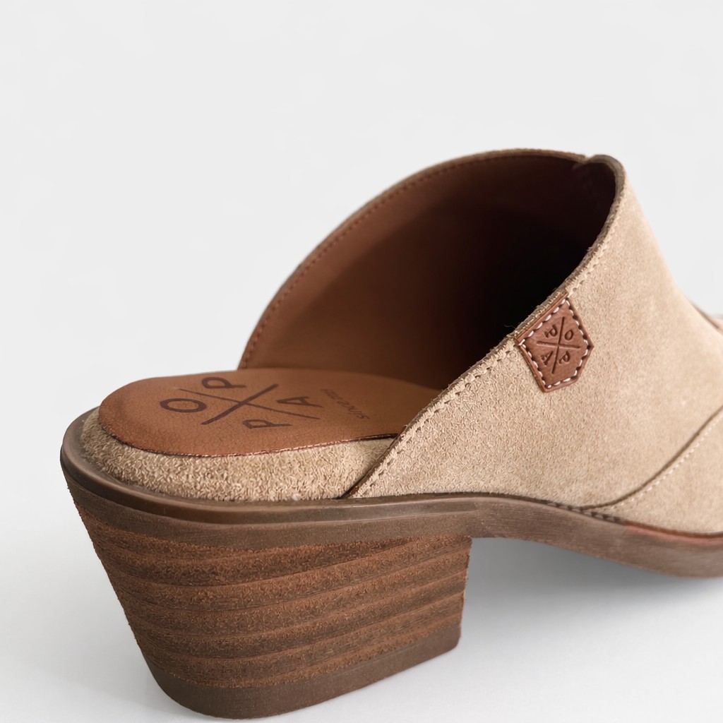 Zueco serraje, tacon madera. - Imagen 3