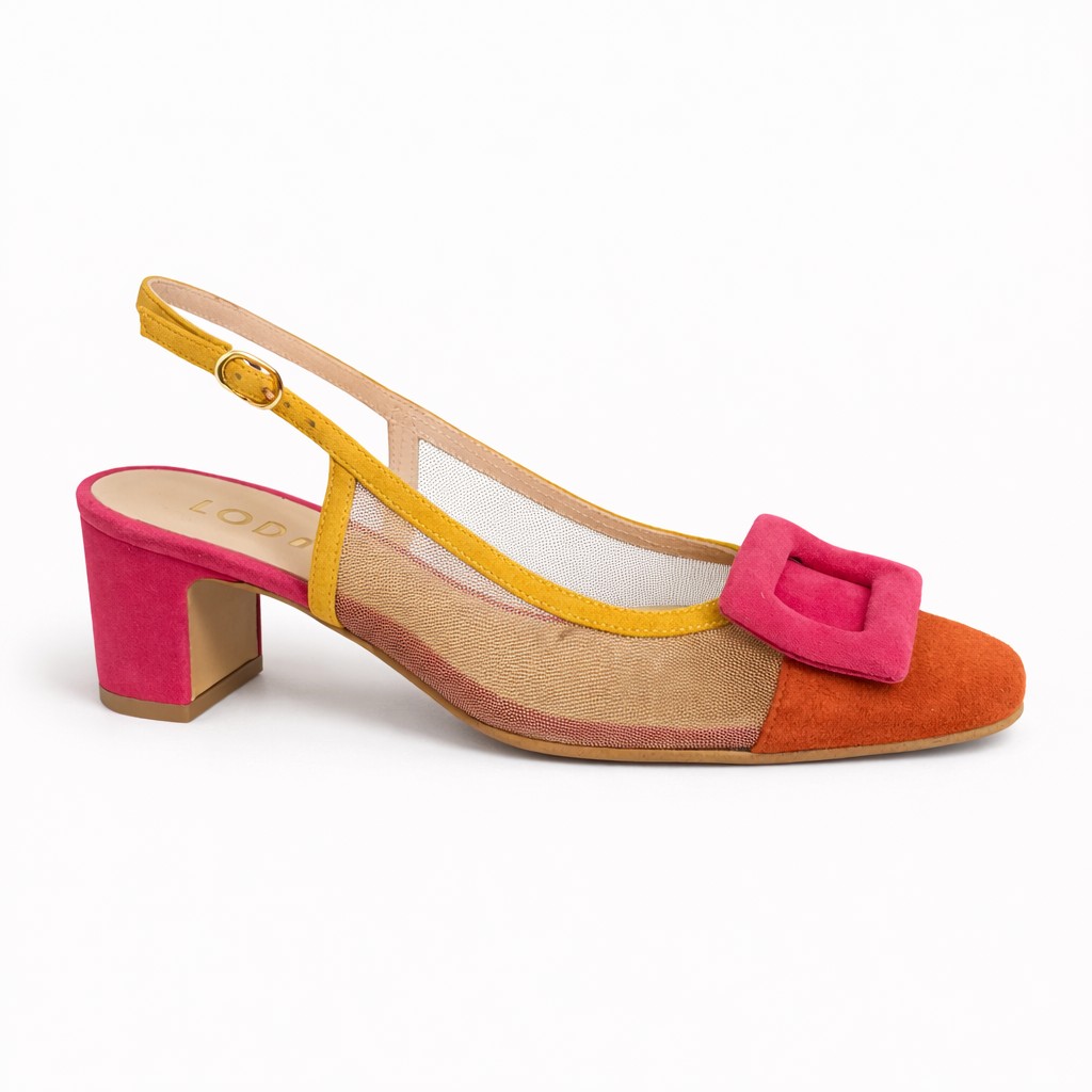 NUEVA COLECCIÓN. (zapato de muestra) Zapato destalonado multicolor.