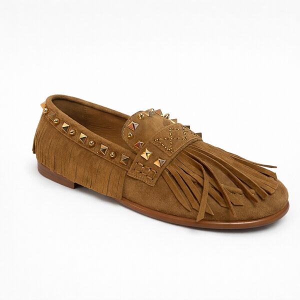 NUEVA COLECCIÓN. (zapato de muestra) Mocasin ante flecos boho