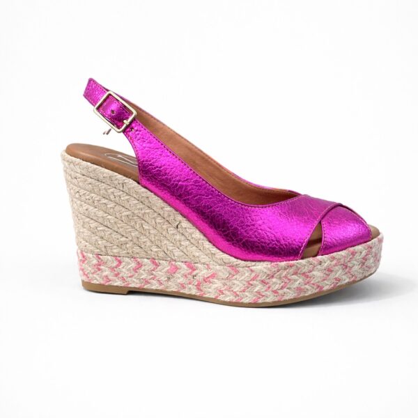 Cuña yute metalizada, fucsia