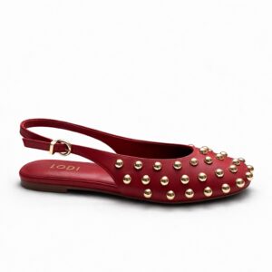 NUEVA COLECCIÓN.(zapato de muestra) Bailarina roja tachas oro