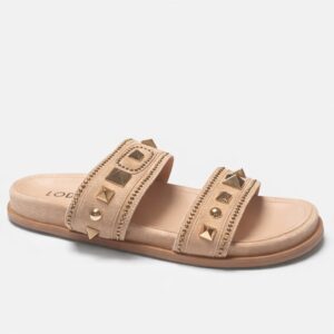 NUEVA COLECCIÓN. (zapato de muestra) Sandalia tachas nude ante