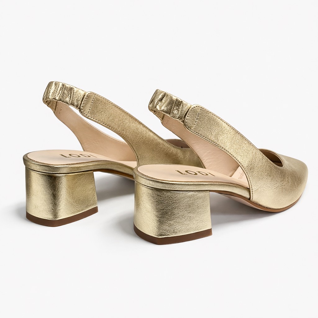 NUEVA COLECCIÓN. (zapato de muestra) Zapato destalonado oro - Imagen 3