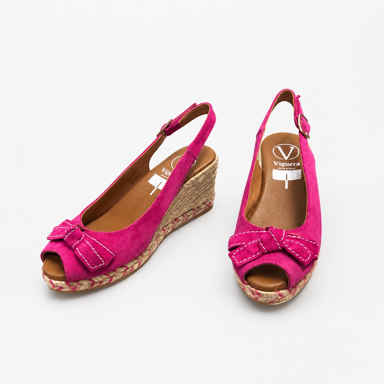 CUÑA yute fucsia lazo, cuña trenza - Imagen 2
