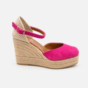 Cuña yute  alta fucsia