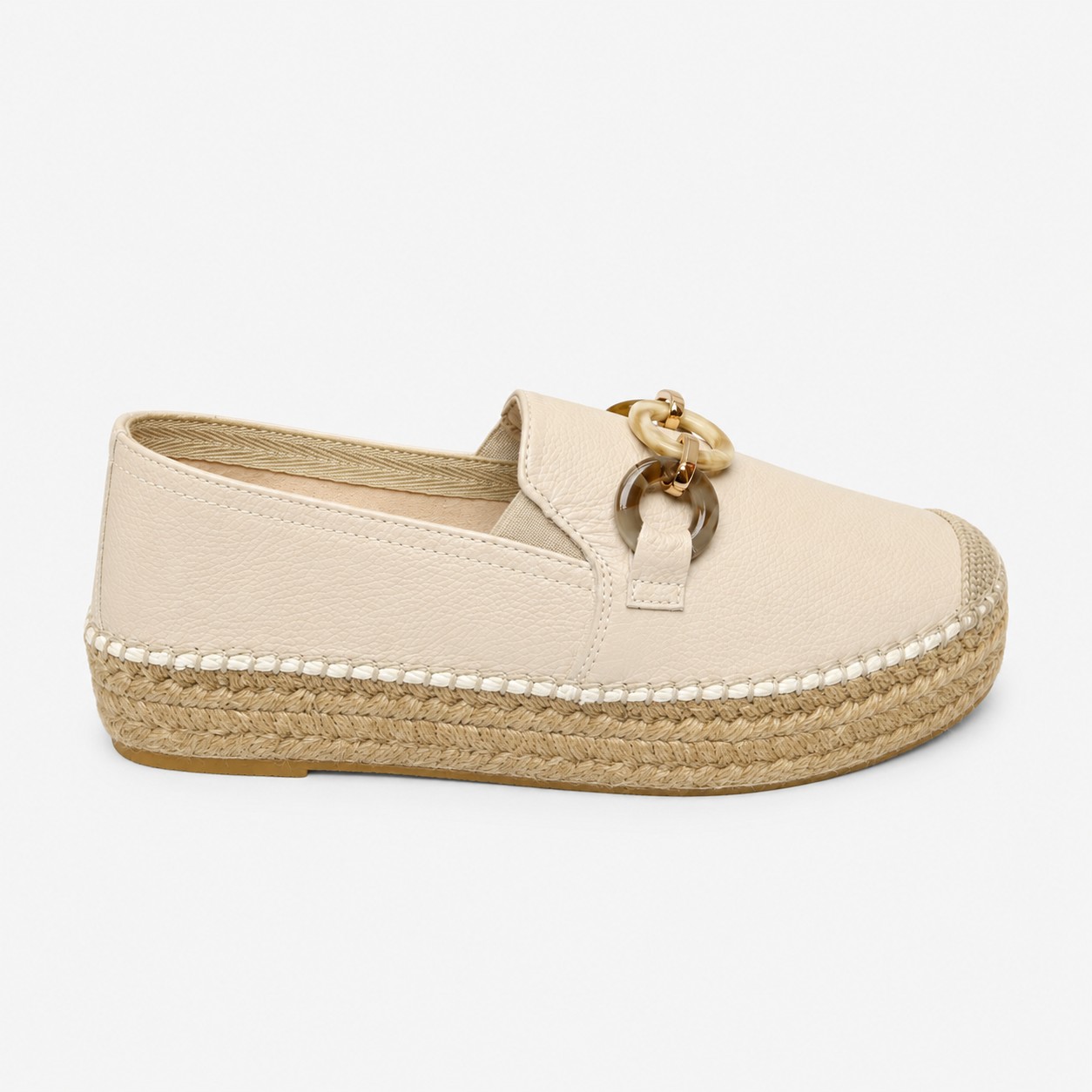 Alpargata mocasín beige piel