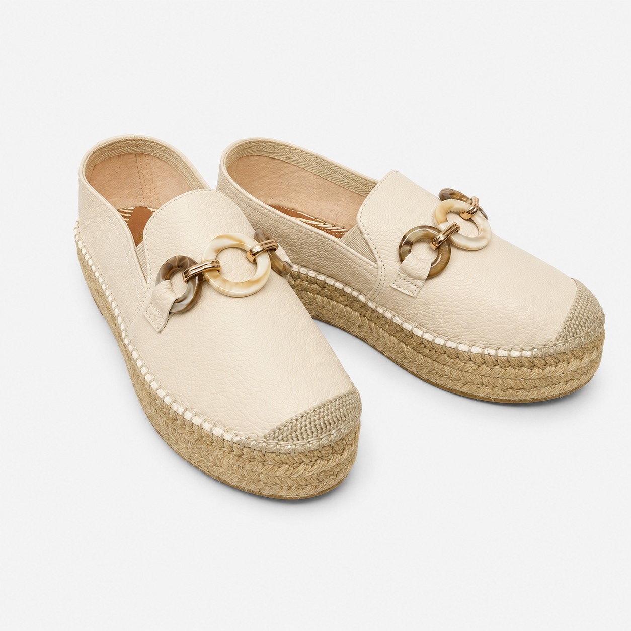 Alpargata mocasín beige piel - Imagen 2