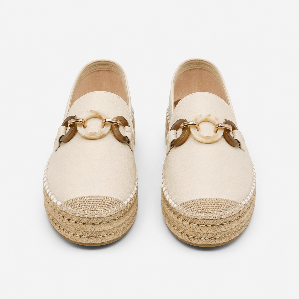 Alpargata mocasín beige piel - Imagen 3