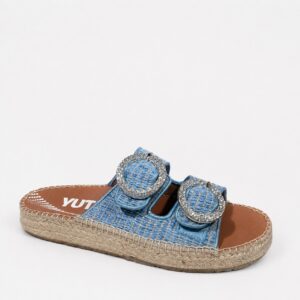 Sandalia yute plana denim