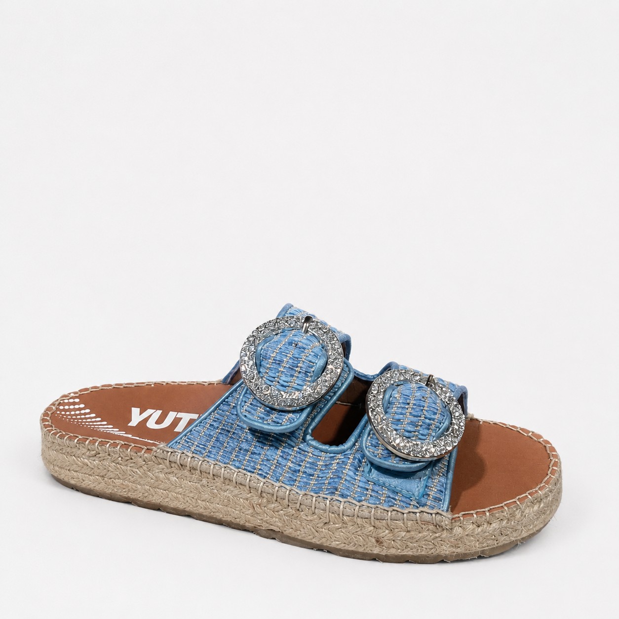 Sandalia yute plana denim