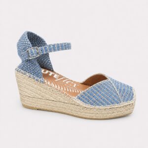 Alpargata cuña yute azul denim
