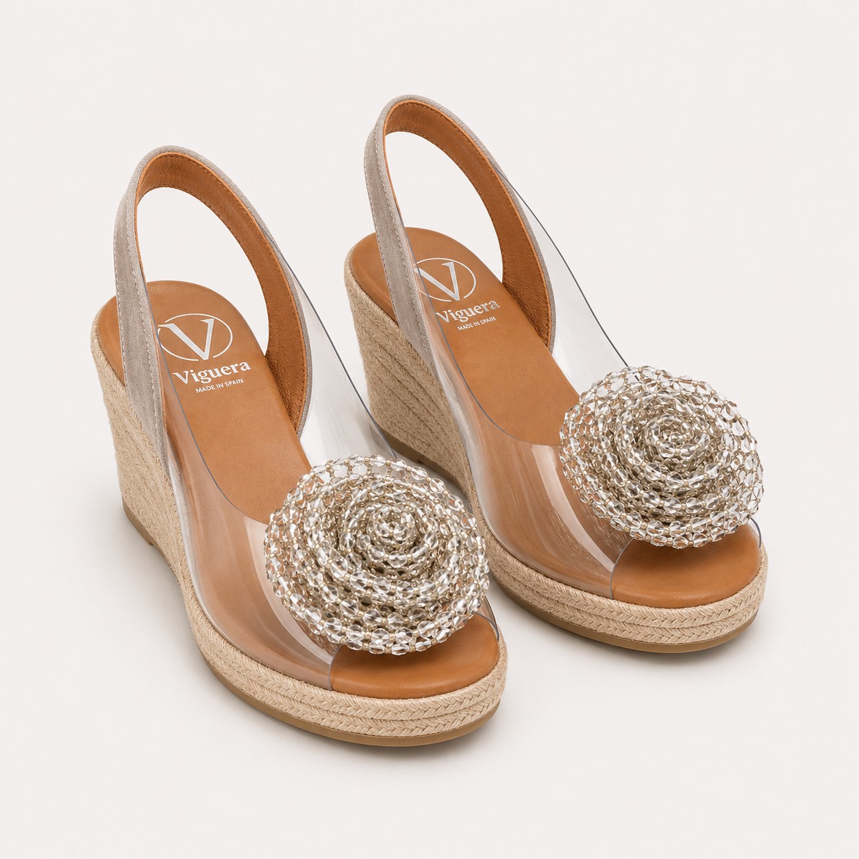 Sandalia transparente flor plata - Imagen 3
