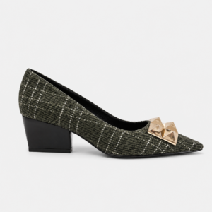 Zapato   cuña cuadros verde. LODI
