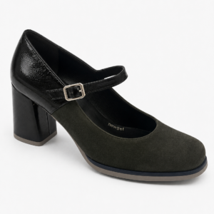 Zapato combinado ante y charol verde y negro. LODI