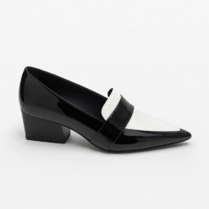 Mocasín bicolor charol tacón medio LODI
