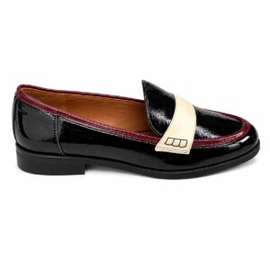 Mocasín negro, burdeos y crema. DANIELA SHOES.