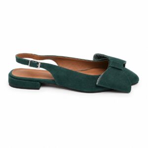 Bailarina ante verde, lazo. DANIELA SHOES.