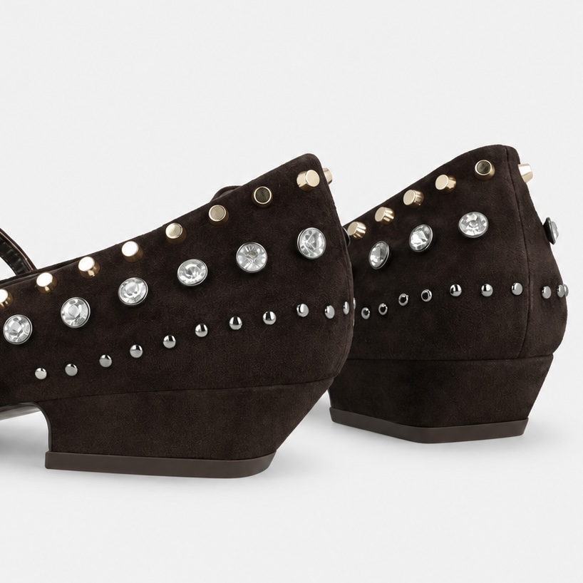 NUEVA COLECCIÓN. Bailarina ante chocolate pedrería. (zapato de muestra) - Imagen 3