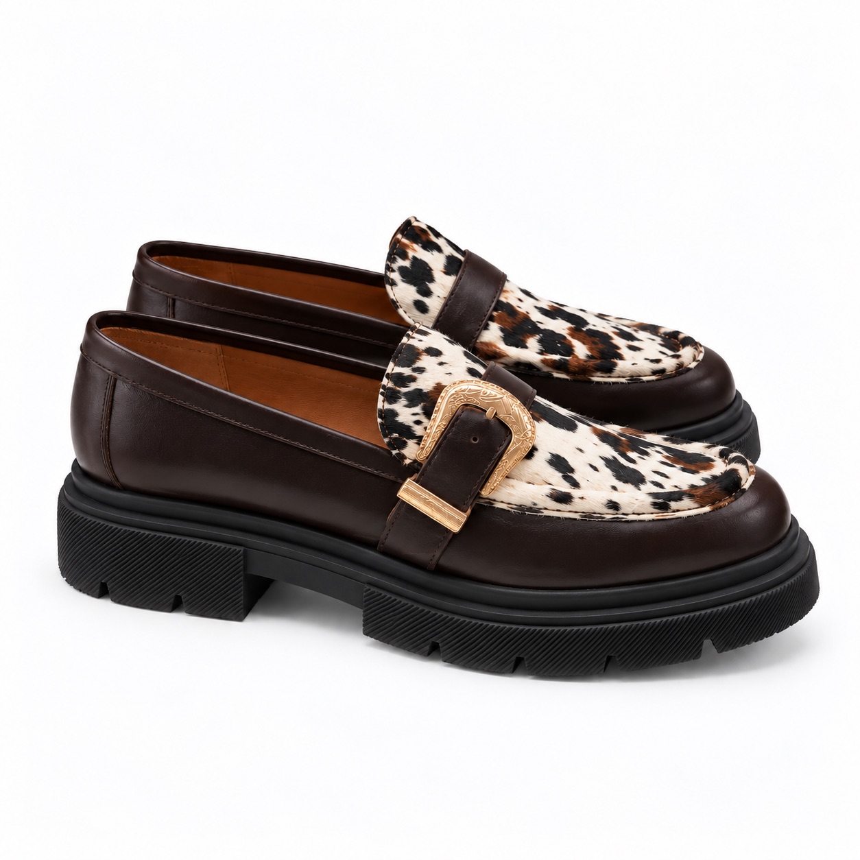 Mocasín choco y print. DANIELA SHOES. número 37, zapato de muestra - Imagen 2