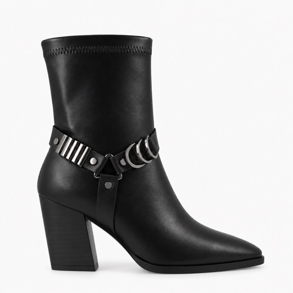NUEVA COLECCIÓN. Botín negro tacón alto ancho. (zapato de muestra)