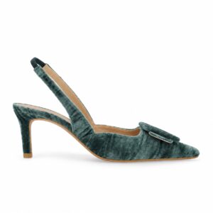 NUEVA COLECCIÓN. Salón terciopelo verde destalonado. (zapato de muestra)