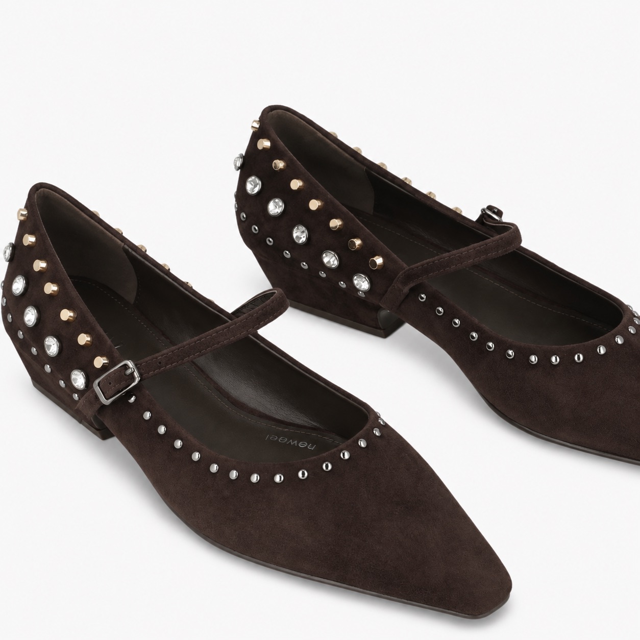 NUEVA COLECCIÓN. Bailarina ante chocolate pedrería. (zapato de muestra) - Imagen 2